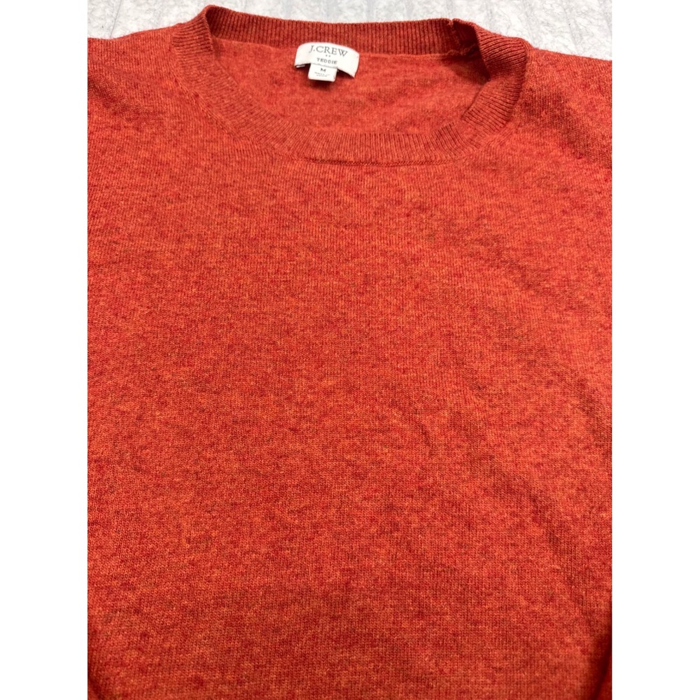 J.Crew Teddie Sweater Womens Medium Burnt Orange 3/4 Sleeve Crew Neck Pullover